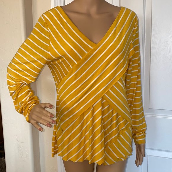 Vince Camuto Tops - Vince Camuto Yellow Faux Wrap Top XL